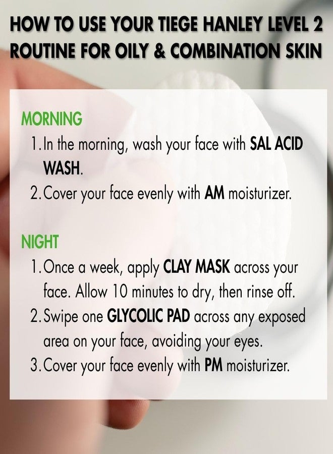 Tiege Hanley Skin Care Set for Men, Advanced Routine for Oily & Combination Skin, Level 2 System, Salicylic Acid Face Wash, Glycolic Pads, Two Moisturizers & Clay Mask, Men’s Skin Care, 5 Piece Kit - Image 5